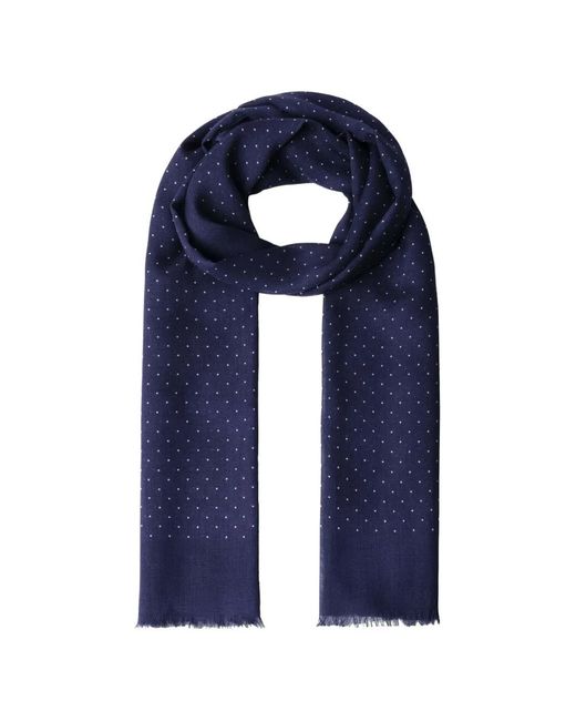 Hackett Blue Polka-Dot Fringed Scarf for men