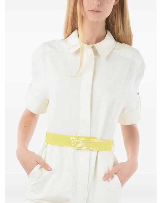 Stella McCartney White Belted Short-Sleeve Jumpsuit