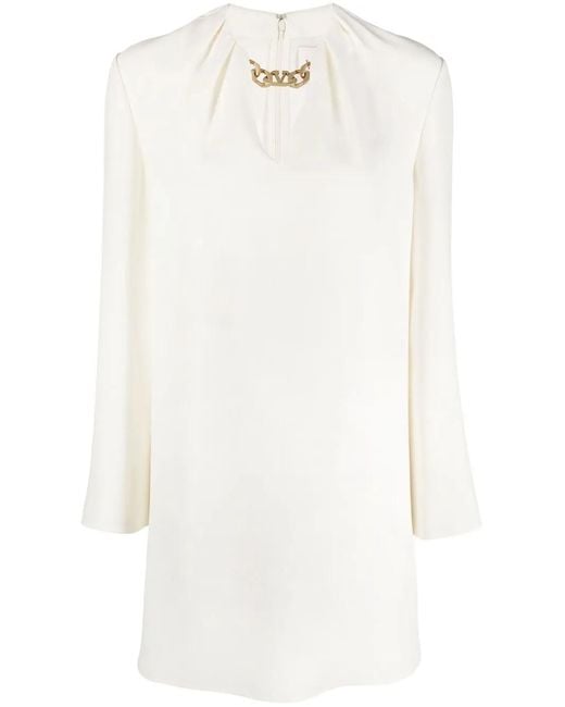 Valentino Garavani White Vlogo Chain Dress