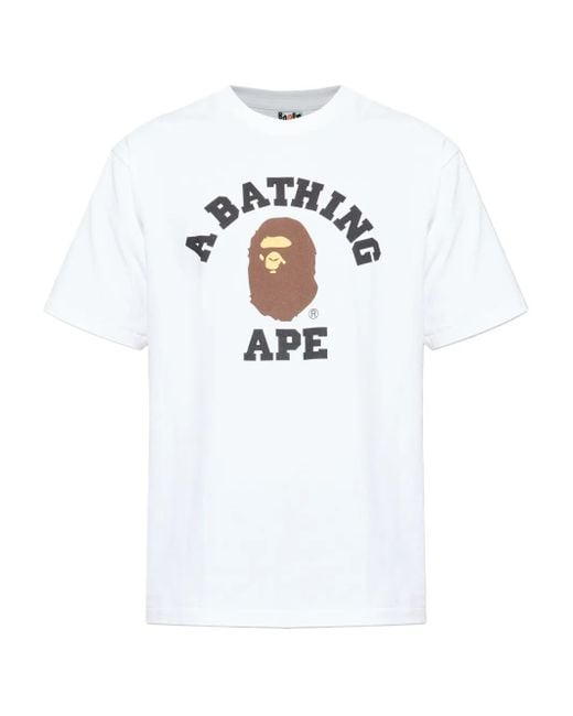 A Bathing Ape White Logo-Print T-Shirt for men