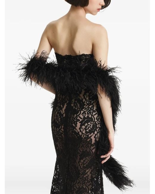 2310 STUDIO Black Écharpe Bordée De Plumes