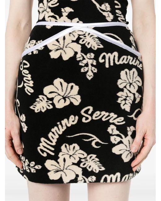 MARINE SERRE Black Jersey Jacquard Floral Skirt