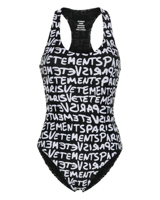 Vetements Black Logo-print Swimsuit