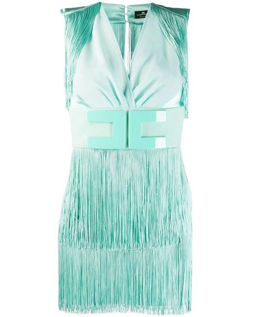 Elisabetta Franchi Fringed Cocktail Dress in Green Lyst Canada