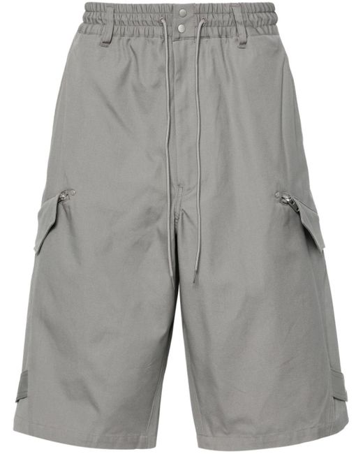 Y-3 Gray Drawstring Cotton Cargo Shorts for men