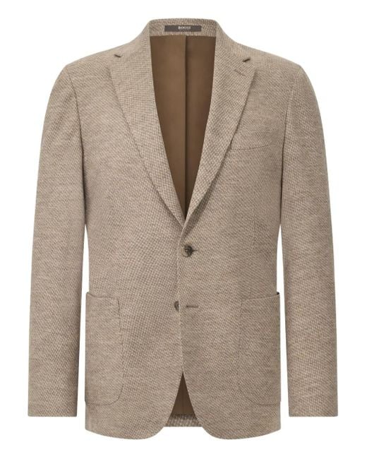 Boggi Brown Micro-Patterned Single-Breasted Blazer for men
