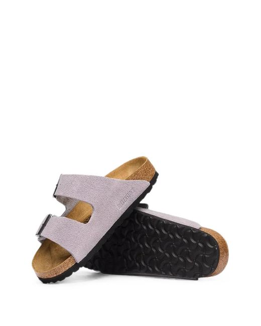 Birkenstock White Arizona Buckle-Fastening Suede Sandals
