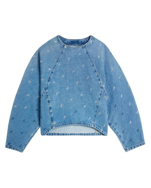 Axel Arigato Blue Daisy Script A Denim Top