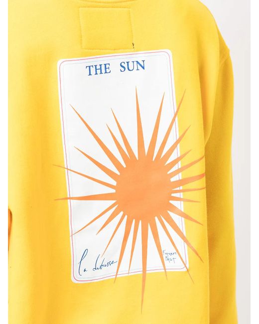 LA DETRESSE Yellow The Sun-Motif Cotton-Blend Sweatshirt