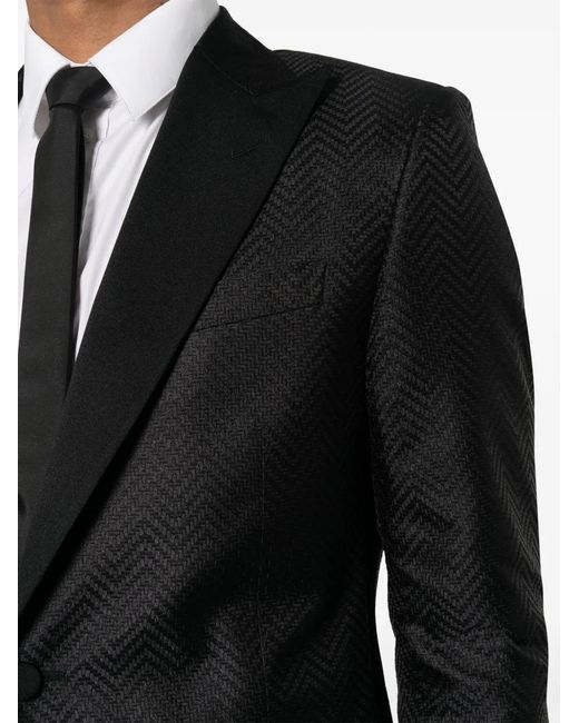 Corneliani Black Single-Breasted Silk Blazer for men