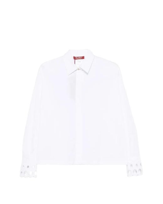 Max Mara White Mststaffa Laser-Cut Buttoned Shirt