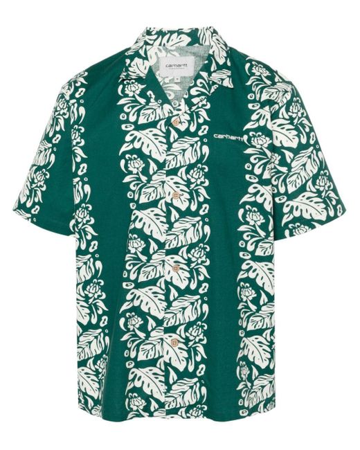 Carhartt Green Logo-embroidered Floral-print Shirt for men