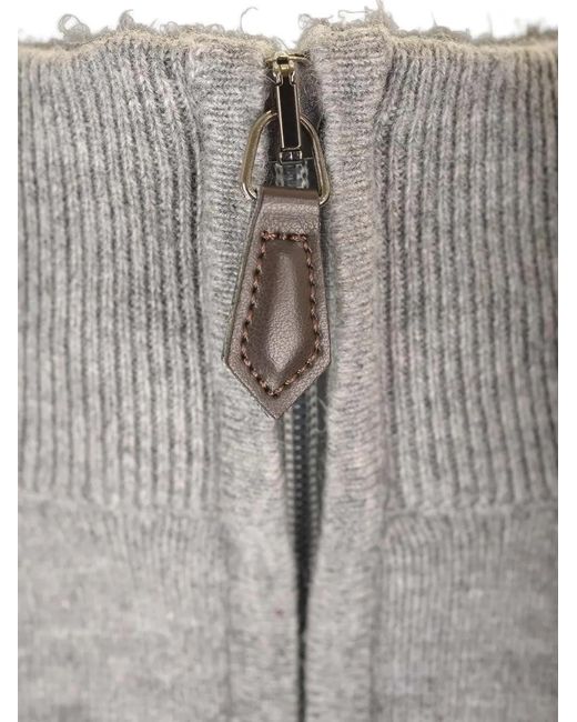 Al Duca D'aosta Gray Zip-Fastening Cashmere Jumper for men