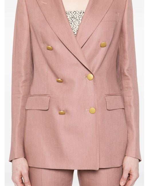 Tagliatore Pink Linen Double-breasted Suit
