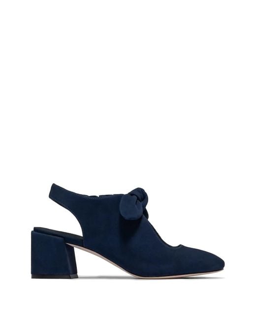 Bernardo Blue Bow-Detail Slingback Pumps