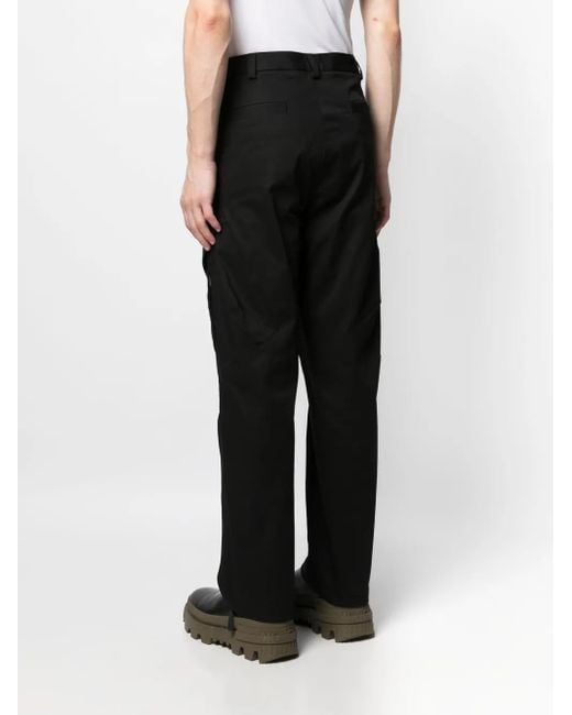 Moncler Black Logo-Patch Straight-Leg Trousers for men