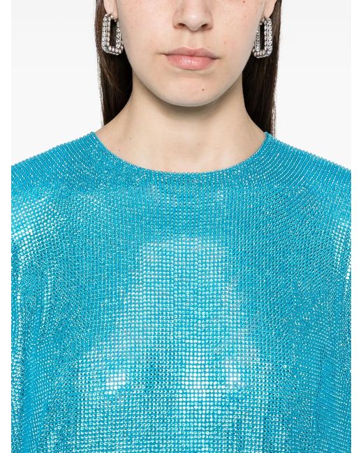 GIUSEPPE DI MORABITO Blue Crystal-Embellished T-Shirt Dress