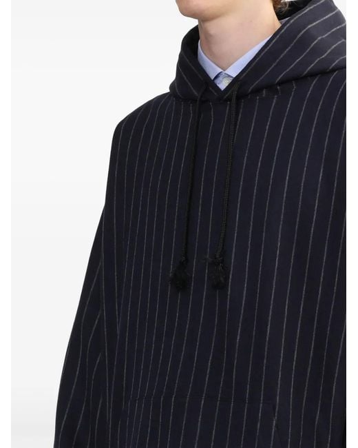 Junya Watanabe Blue Stripe Pattern Hoodie for men