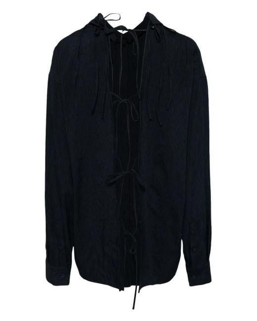 Pushbutton Black Back Tie Oversized Shirt