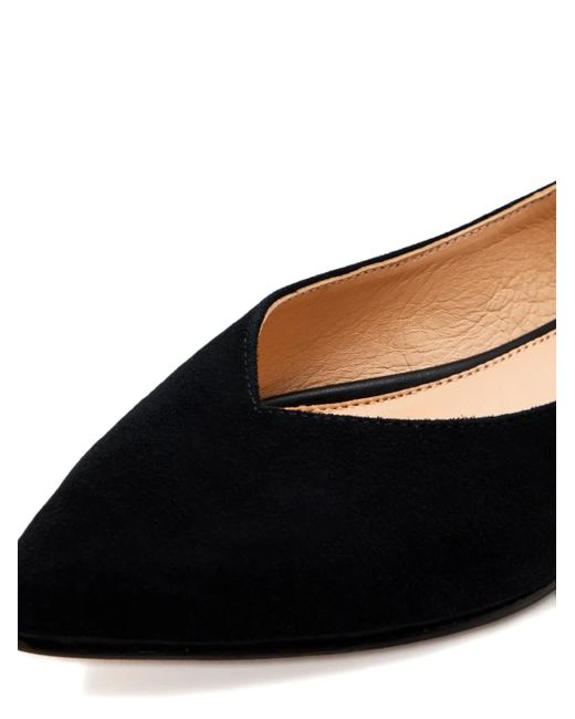 House Of Ballerinas Black Pointed-toe Suede Ballet Flats