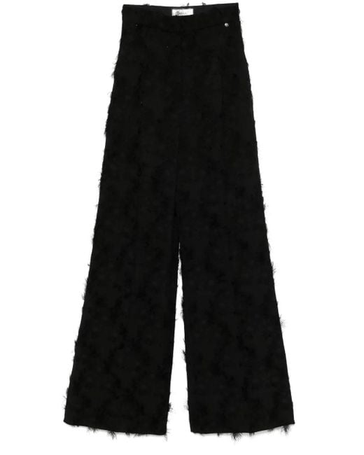 Nissa Black Patterned-Jacquard Trousers