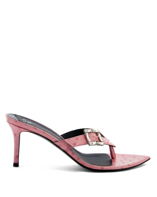 Giuseppe Zanotti Pink Naomee 70mm Crystal-buckle Ostrich-effect Mules