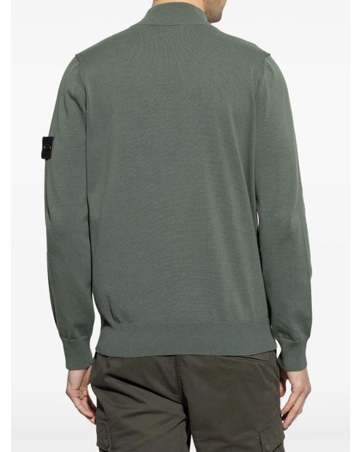 Felpa Con Applicazione Compass di Stone Island in Green da Uomo