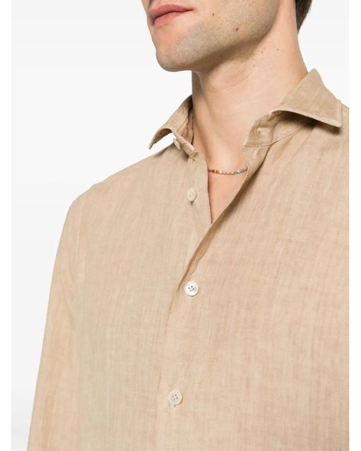 Eleventy Natural Mélange Poplin Linen Shirt for men