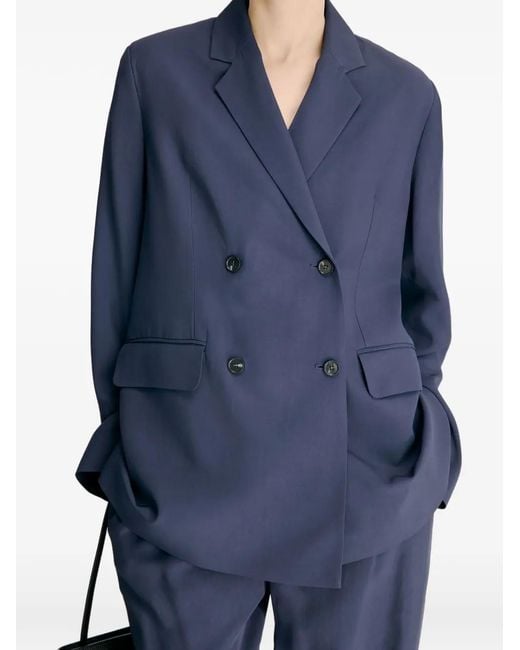 Loulou de Saison Blue Regan Double-Breasted Notch-Lapel Jacket