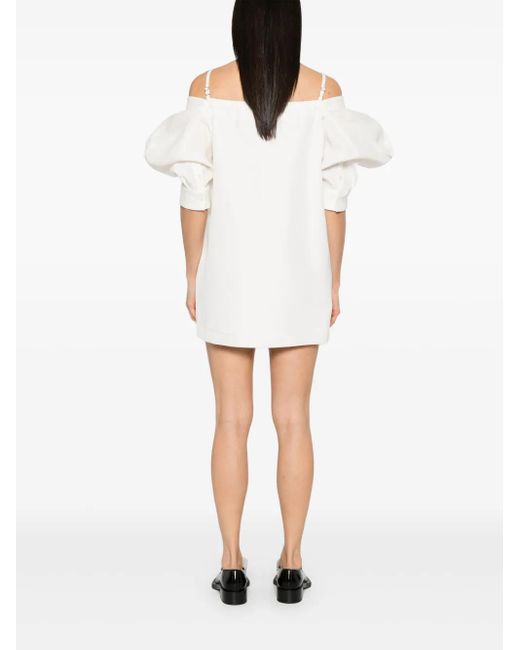 Sacai White Cold-Shoulder Mini Dress
