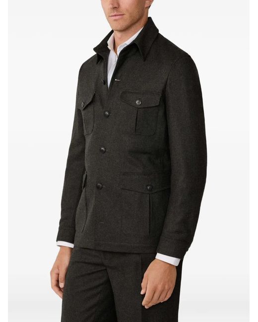 Hackett Black Herringbone-Pattern Jacket for men