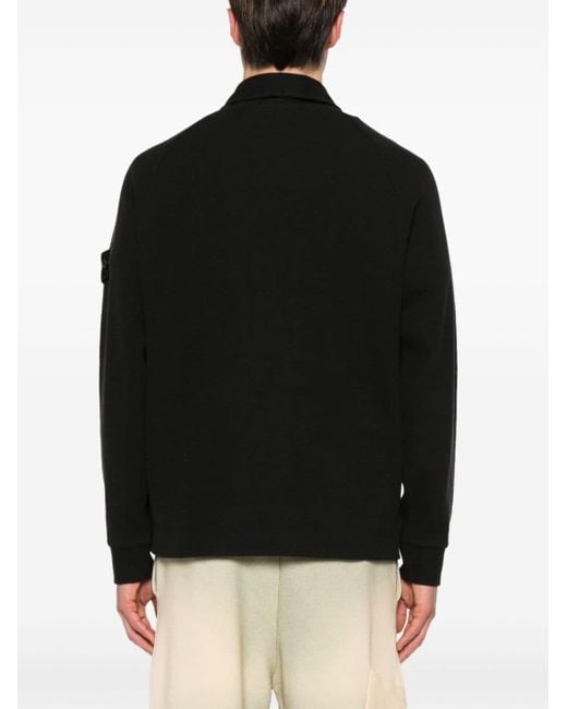 Stone Island Black Compass Badge Ribbed Sweatshirt for men