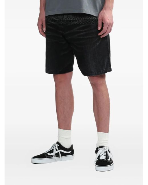 Neighborhood Black Patterned Denim Shorts for men