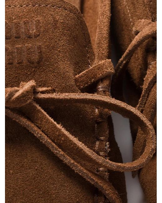 Miu Miu Brown Suede Deck Mules