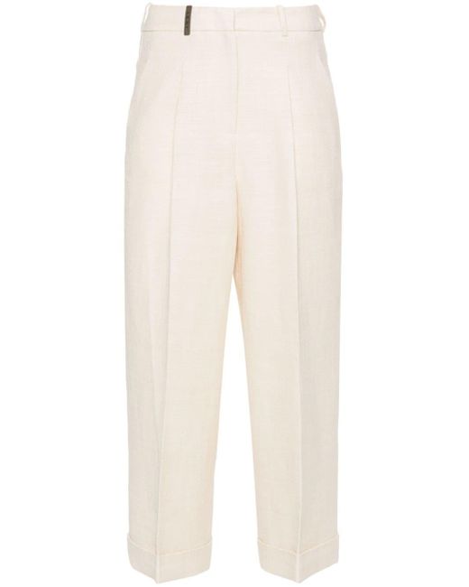 Peserico White Mid-waist Tapered Trousers