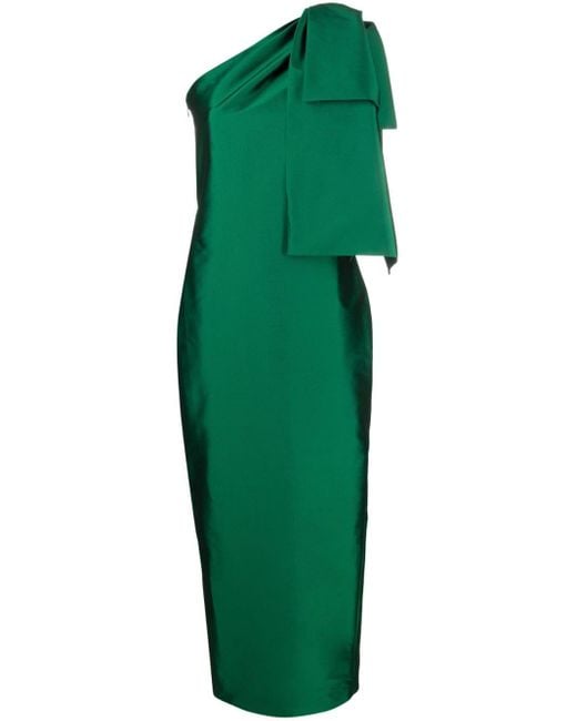 BERNADETTE Green Josselin Bow-embellished Midi Dress