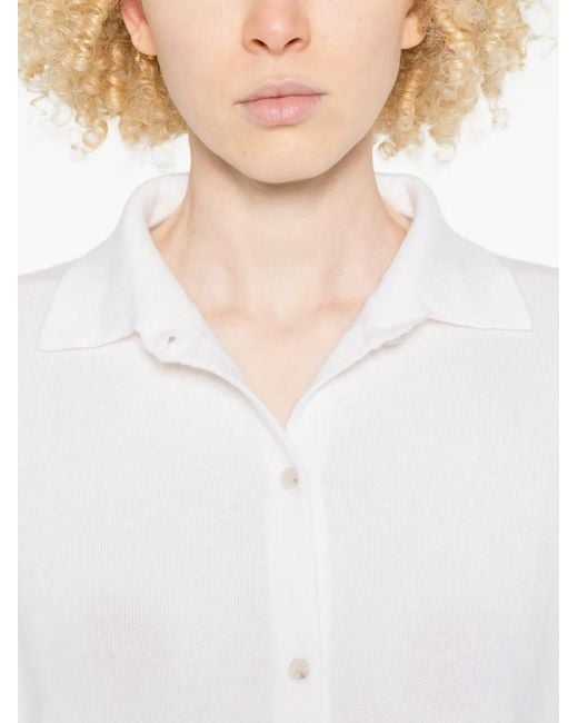 Allude White Cardigan À Boutonnière
