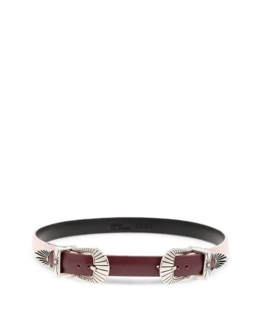 Toga White Double Buckle Leather Bangle