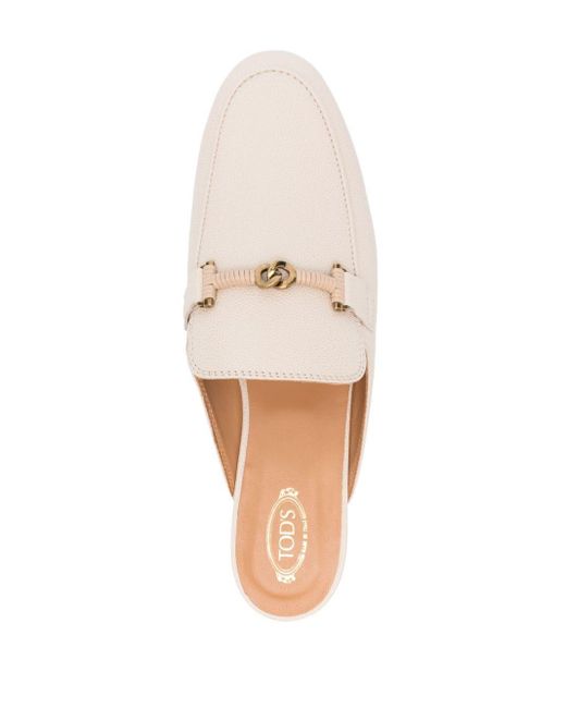 Tod's White Chain-link Leather Mules