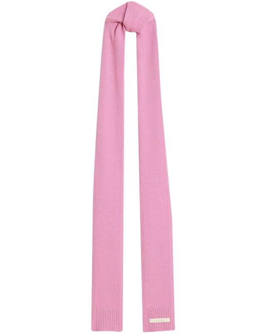 Apparis Pink Logo-patch Knitted Scarf