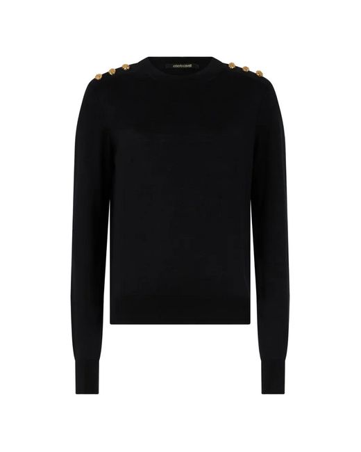 Roberto Cavalli Black Button-Detail Sweater