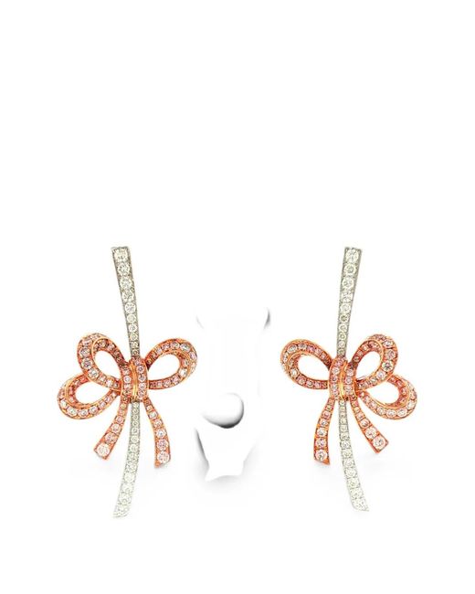 HYT Jewelry White Diamond Bow Earrings