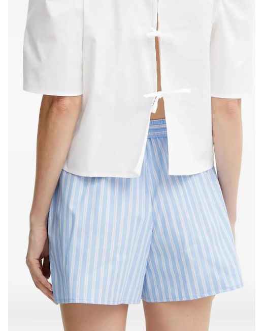 IVY & OAK Blue Striped Elastic-Waist Short Shorts