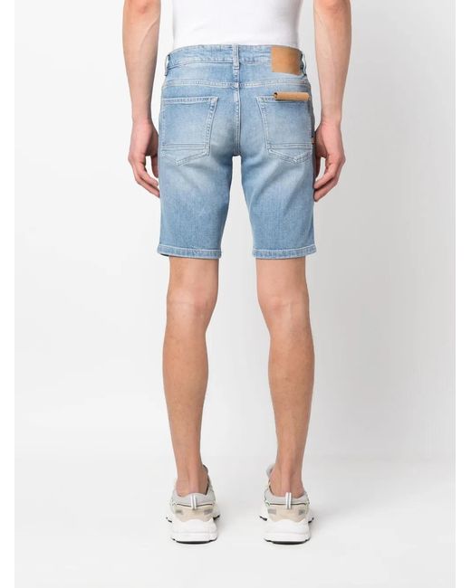 Boss Blue Straight-Leg Denim Shorts for men