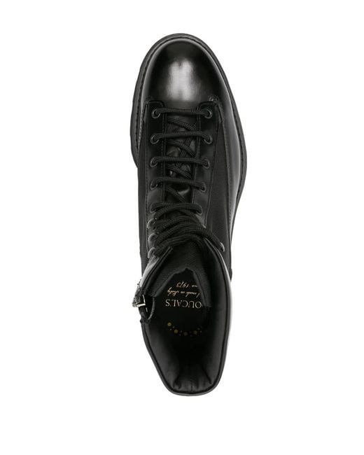 Doucal's Black Lace-Up Panelled Ankle Boots for men