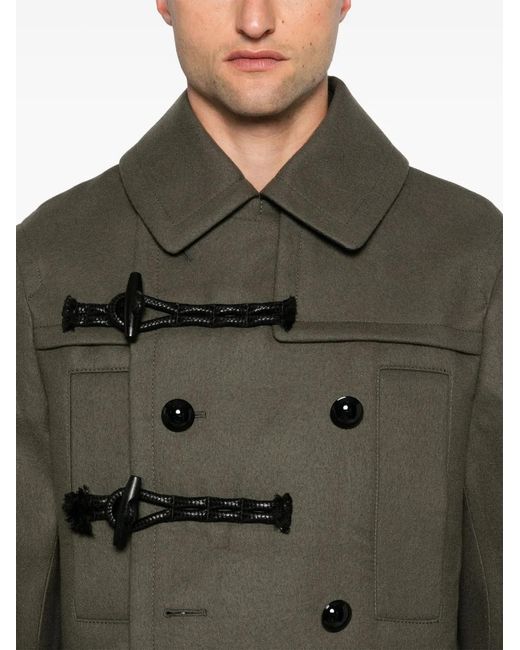 Sacai Green Wool Duffle Coat for men