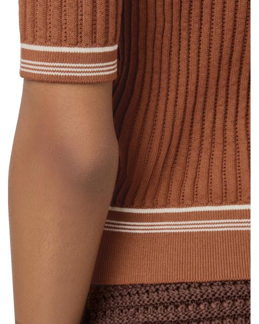 Tod's Brown Ribbed-Knit Top