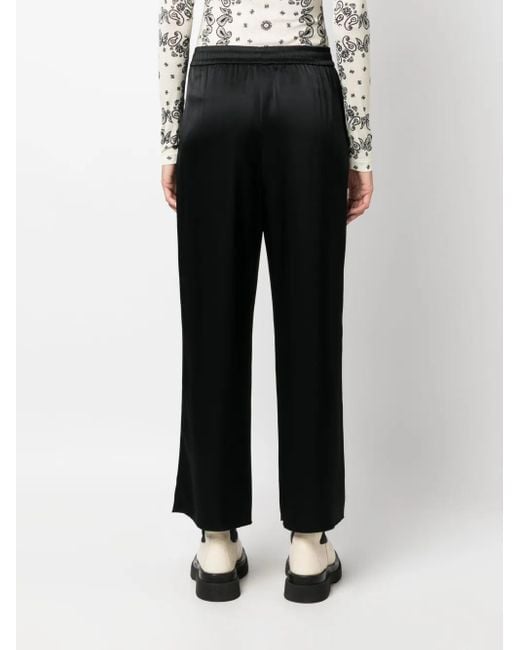 Nanushka Black Elasticated-Waist Cropped Trousers