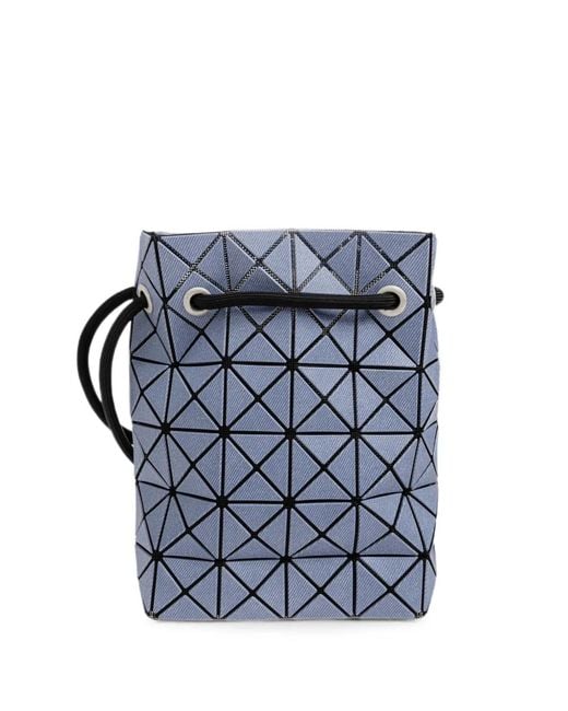 Issey Miyake Blue Geometric-Panel Drawstring Bucket Bag