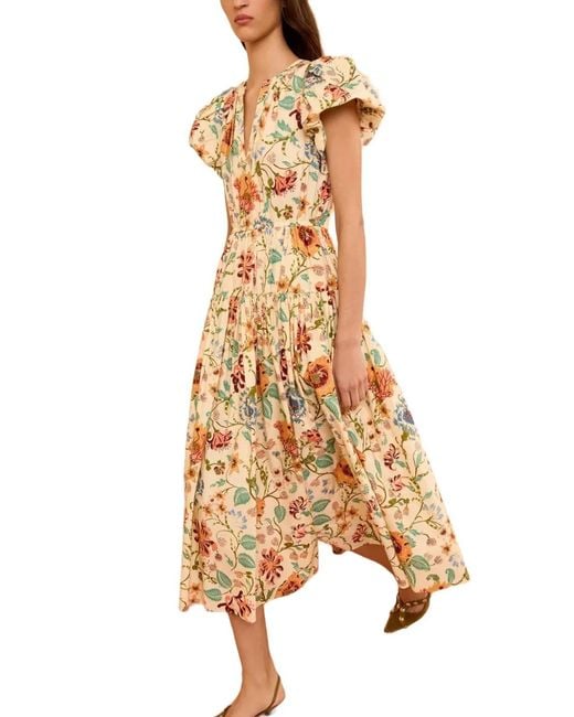 Ulla Johnson Metallic Marin Floral-Print Midi Dress